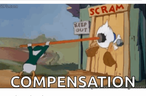 Donald Duck Holding Stick Saying Scram Compensation GIF