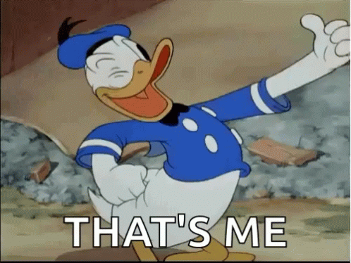 Donald Duck Is Giving A Thumbs Up And Saying `` That 'S Me '' . GIF