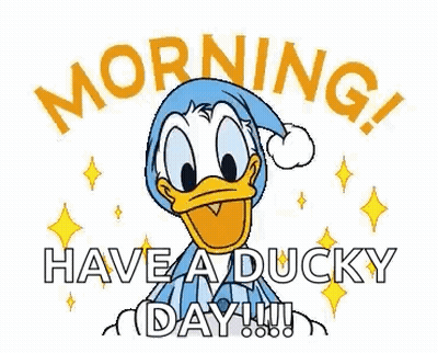 Donald Duck Is Wearing A Sleep Cap And Says `` Have A Ducky Day ! '' GIF