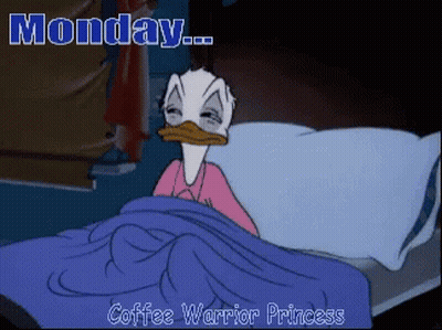 Donald Duck Laying In Bed With Monday Coffee Warrior Princess GIF