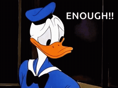 Donald Duck Making Stop Sign Saying Enough GIF