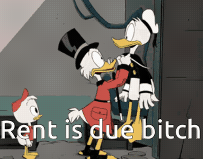 Donald Duck Next To Duck Rent Is Due GIF