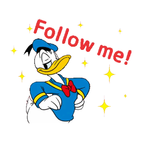 Donald Duck Saying Follow Me Sticker