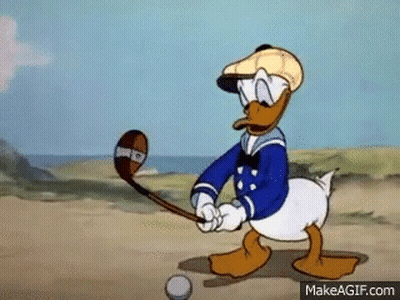 Donald Duck Wearing Hat Holding Golf Club GIF