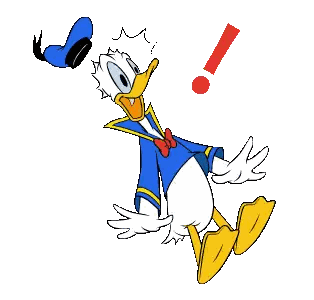 Donald Duck With Red Exclamation Point Sticker