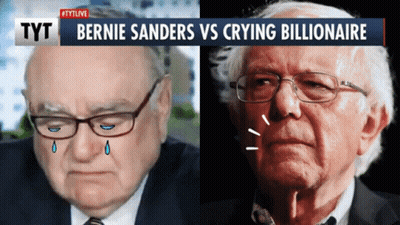 Donald Trump And Bernie Sanders Sitting At Table With Hamburger And Fries GIF