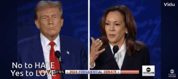 Donald Trump and Kamala Harris Debate No to Hate Yes to Love
