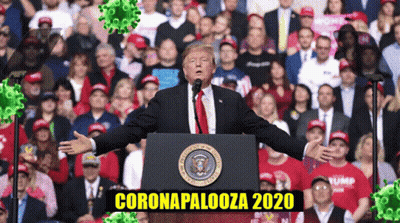 Donald Trump Arms Outstretched At Podium Coronapalooza 2020 GIF