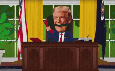 Donald Trump At Desk With Mouth Taped GIF