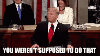 Donald Trump Giving A Speech In Front Of A Microphone With The Words You Weren 'T Supposed To Do That GIF