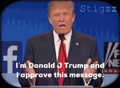 Donald Trump Giving Speech In Front Of Facebook Logo GIF