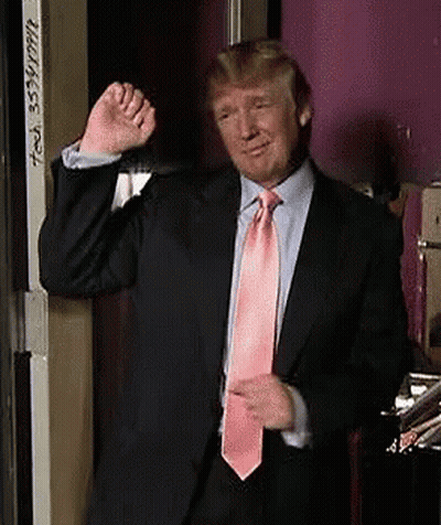 Donald Trump In Black Suit And Pink Tie GIF