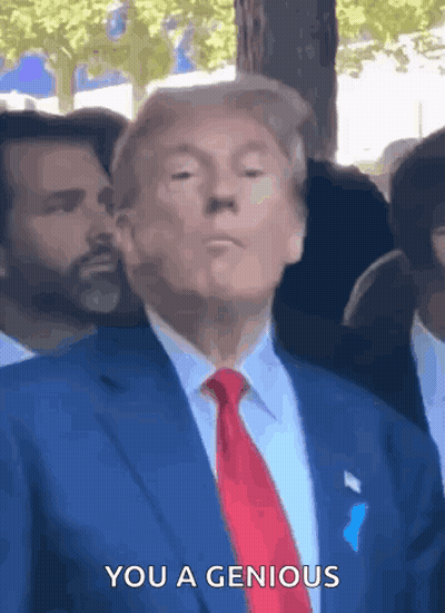 Donald Trump In Blue Suit And Red Tie Says You Are A Genius GIF