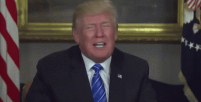 Donald Trump In Suit And Tie In Front Of American Flag GIF
