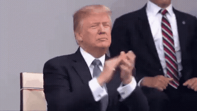 Donald Trump Is Applauding While Sitting In A Chair . GIF