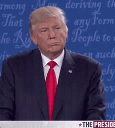 Donald Trump Is Making A Funny Face While Giving A Speech At A Debate . GIF