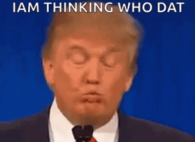 Donald Trump Is Making A Funny Face While Speaking Into A Microphone While Wearing A Suit And Tie . GIF