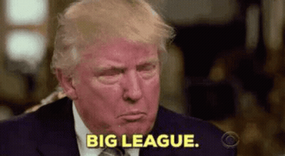 Donald Trump Is Sitting In A Chair With His Eyes Closed And Says `` Big League '' . GIF