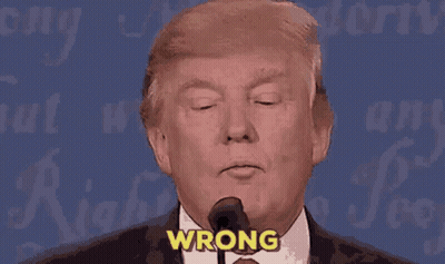 Donald Trump Is Speaking Into A Microphone And The Word Wrong Is On The Screen GIF