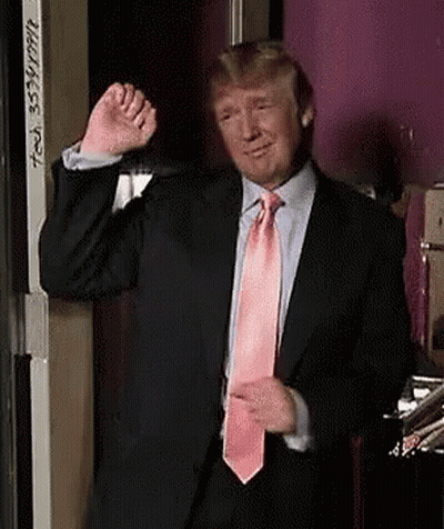 Donald Trump Is Wearing A Suit And A Pink Tie And Giving A Thumbs Up . GIF