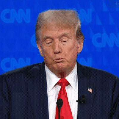 Donald Trump Is Wearing A Suit And Tie And Is Speaking Into A Microphone GIF