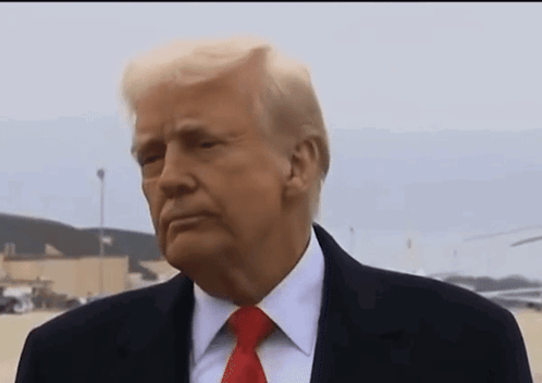 Donald Trump Is Wearing A Suit And Tie And Looking At Something GIF