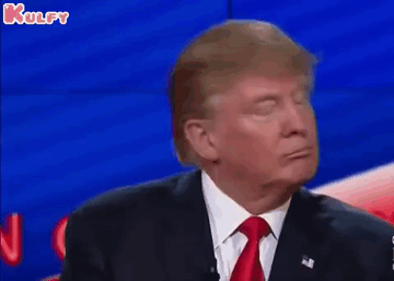 Donald Trump Is Wearing A Suit And Tie And Making A Funny Face While Giving A Speech . GIF