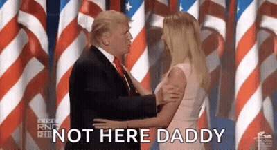 Donald Trump Kissing Woman On Cheek In Front Of American Flags GIF