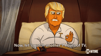Donald Trump Laying In Bed Says Now Lets Watch Another 7 Hours Of TV GIF