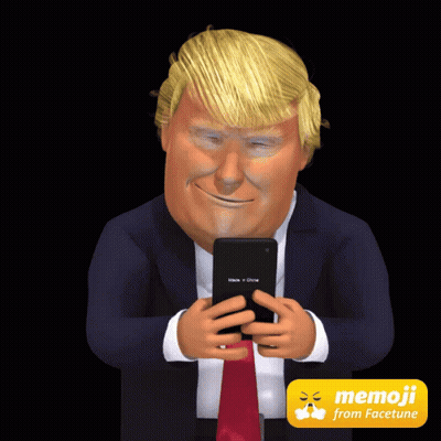 Donald Trump Looking At Cell Phone With Memoji GIF