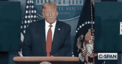 Donald Trump Making Funny Face Holding Microphone In Front Of Fox News Sign GIF