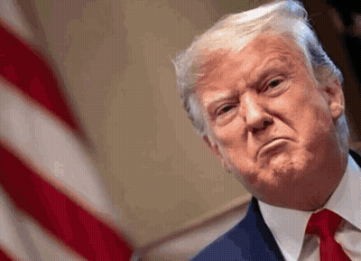 Donald Trump Making Funny Face In Front Of American Flag GIF