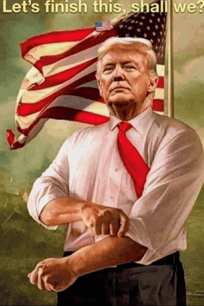 Donald Trump Painting With American Flag GIF