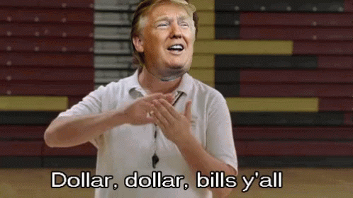 Donald Trump Says " Dollar Dollar Bills Y'all " In Front Of A Basketball Court GIF