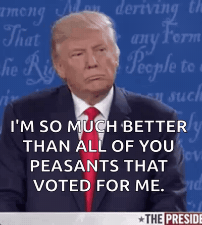 Donald Trump Says That He Is So Much Better Than All Of You Peasants That Voted For Him GIF