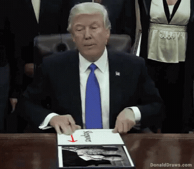 Donald Trump Sitting At Table With Mayor Sign GIF