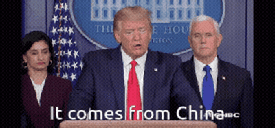 Donald Trump Speaking At Podium Saying It Comes From China GIF
