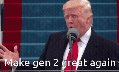 Donald Trump Speaking Into Microphone Make Gen 2 Great Again GIF