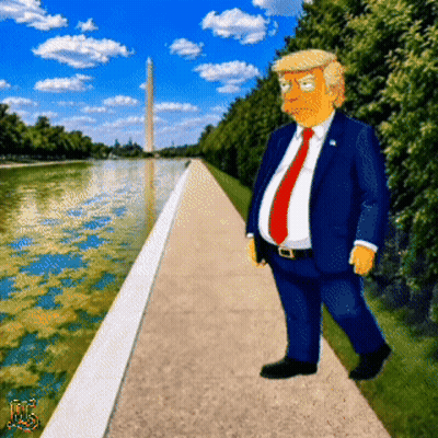 Donald Trump Standing On Sidewalk GIF