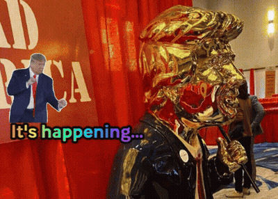Donald Trump Statue Saying It's Happening GIF