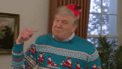 Donald Trump Ugly Christmas Sweater Santa Hat GIF