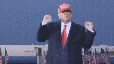 Donald Trump Wearing Make America Great Again Hat In Front Of Airplane GIF