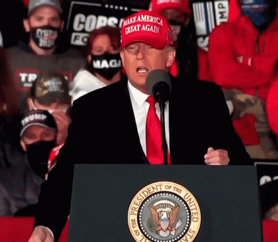 Donald Trump Wearing Red MAGA Hat At Podium GIF