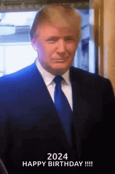 Donald Trump Wishing Happy Birthday In Suit And Tie GIF