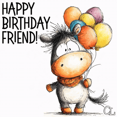Donkey Holding Balloons Happy Birthday GIF