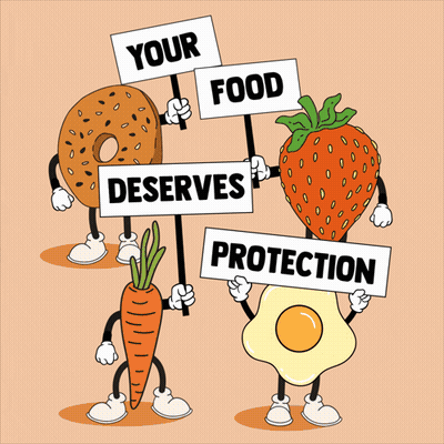 Donut Carrot Strawberry Egg With Your Food Deserves Protection GIF