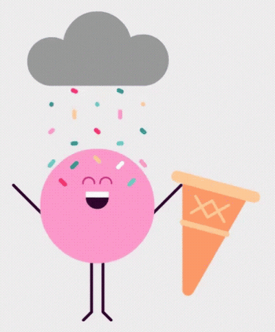 Donut Holding Ice Cream Cone Under Cloud GIF