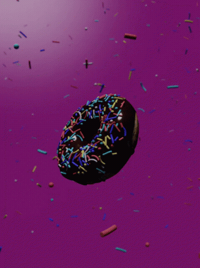 Donut With Chocolate Frosting And Sprinkles On Pink Background GIF