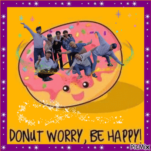 Donut Worry Be Happy Group GIF