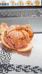 Doodle Orange Fruit Crying Hug  GIF